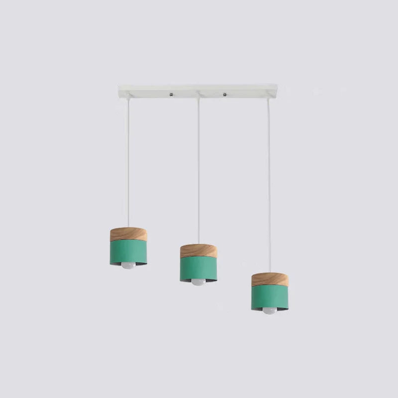 Valentina Modern Can Shape Metal/Wood Pendant Light - Neutral Decor