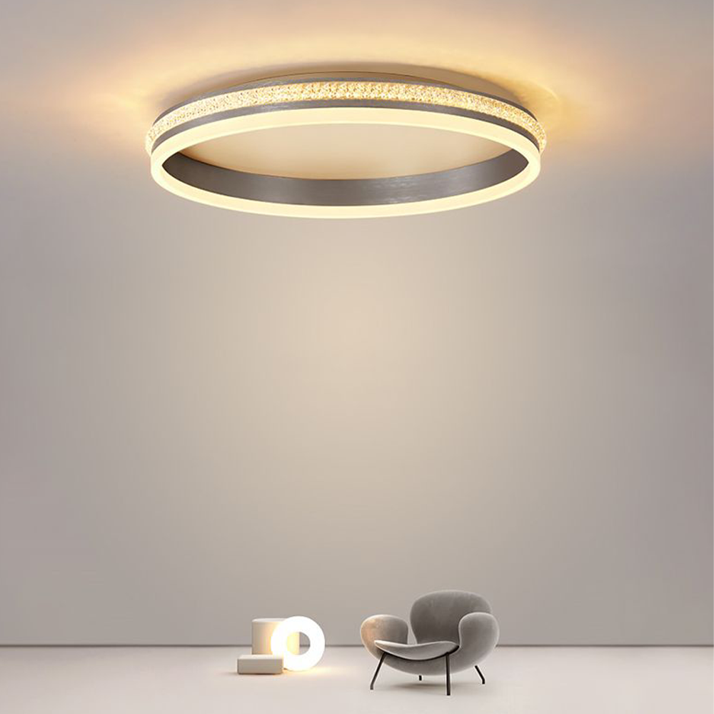 Arisha Modern Ring Metal/Acrylic Flush Mount Ceiling Lights, Silver - Neutral Decor