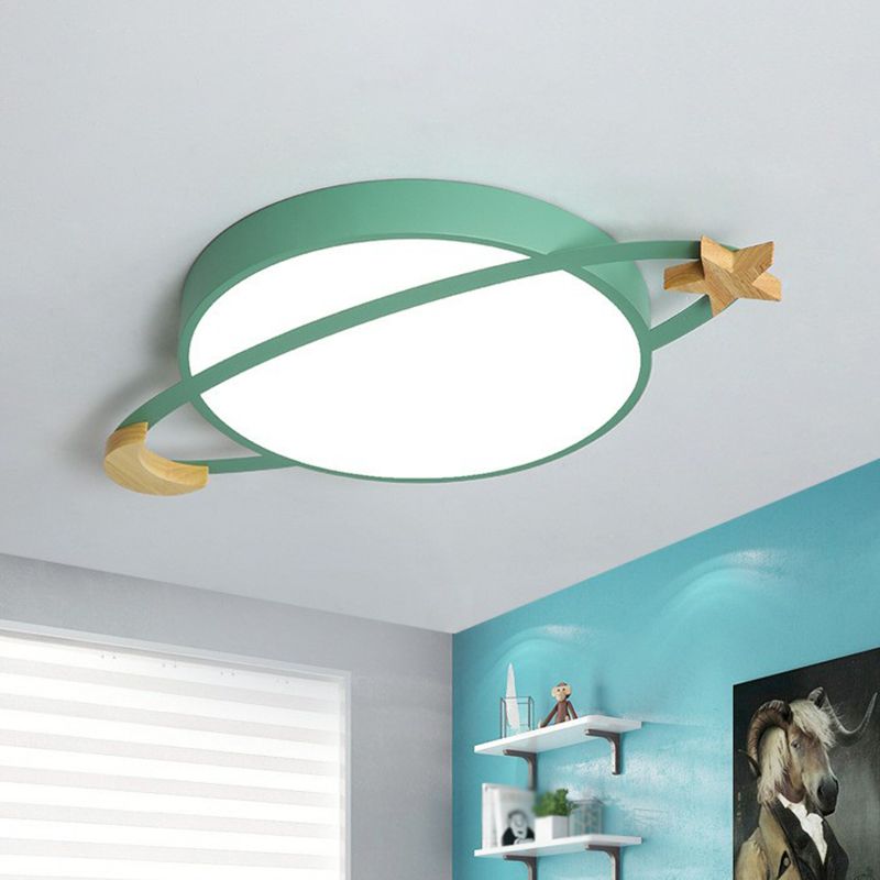 Arisha Modern Acrylic Round Flush Mount Ceiling Light, Grey/White/Green - Neutral Decor