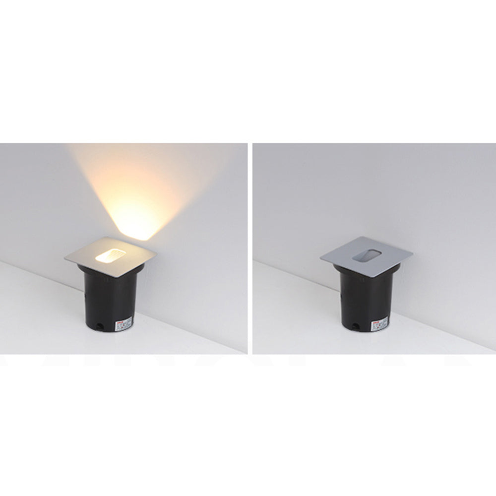 Ray Modern Metal Square/Circular Outdoor Deck/Step Light, Black - Neutral Decor