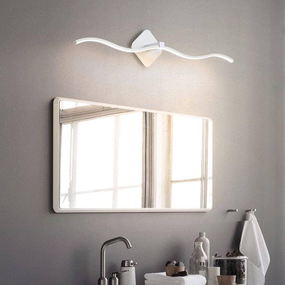 Arisha Minimalist Wave Linear Metal Wall Lamp, Black/White - Neutral Decor