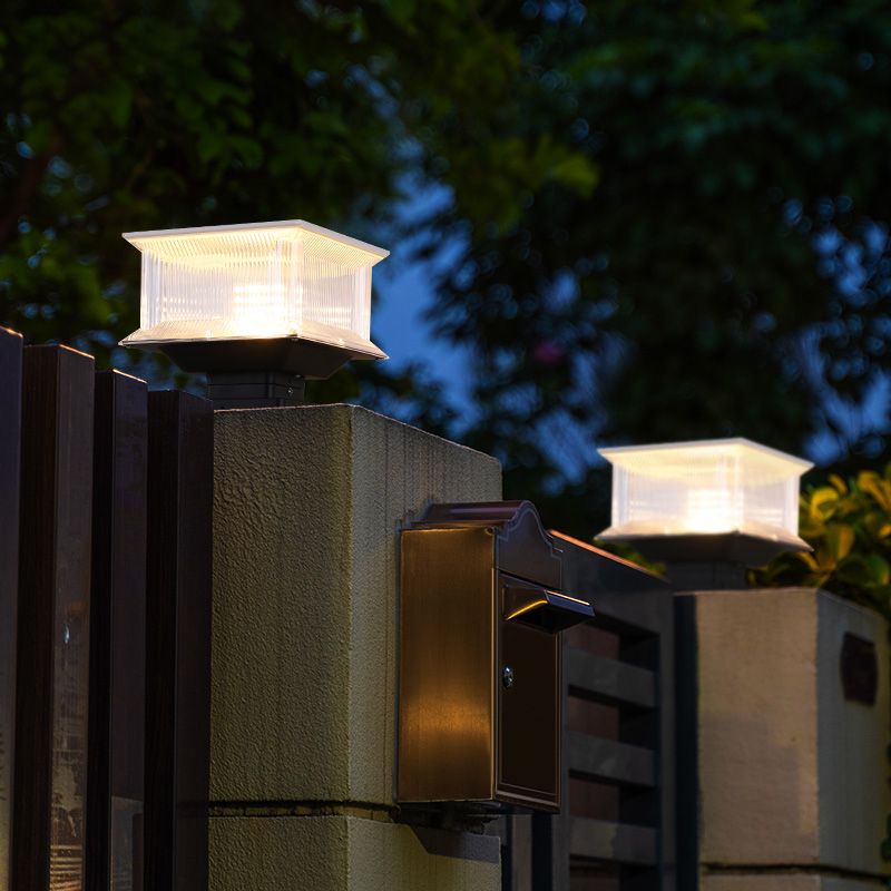 Ray Contemporary LED Rectangular Metal Acrylic Outdoor Lamp, Black - Neutral Decor