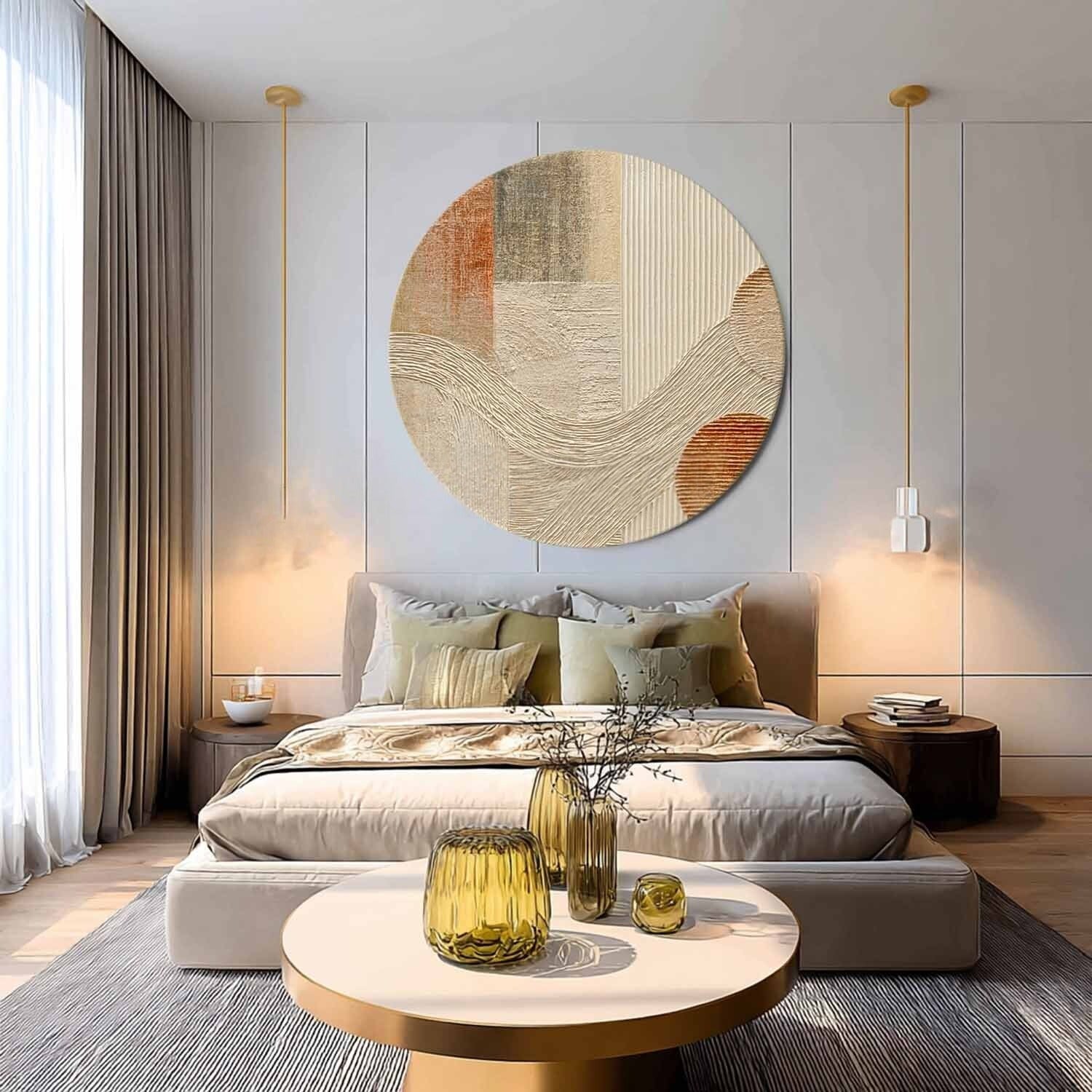Wall Art Round Terracotta Abstract Plaster - Neutralighting