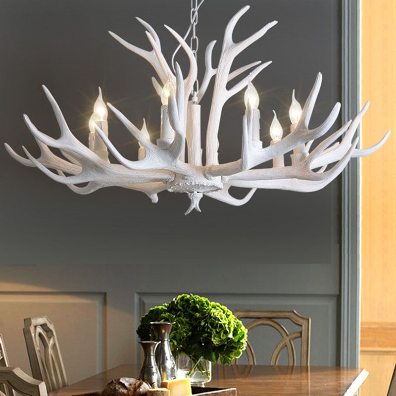 Silva Retro Deer Antlers Candle light Horn Resin Chandelier - Neutral Decor