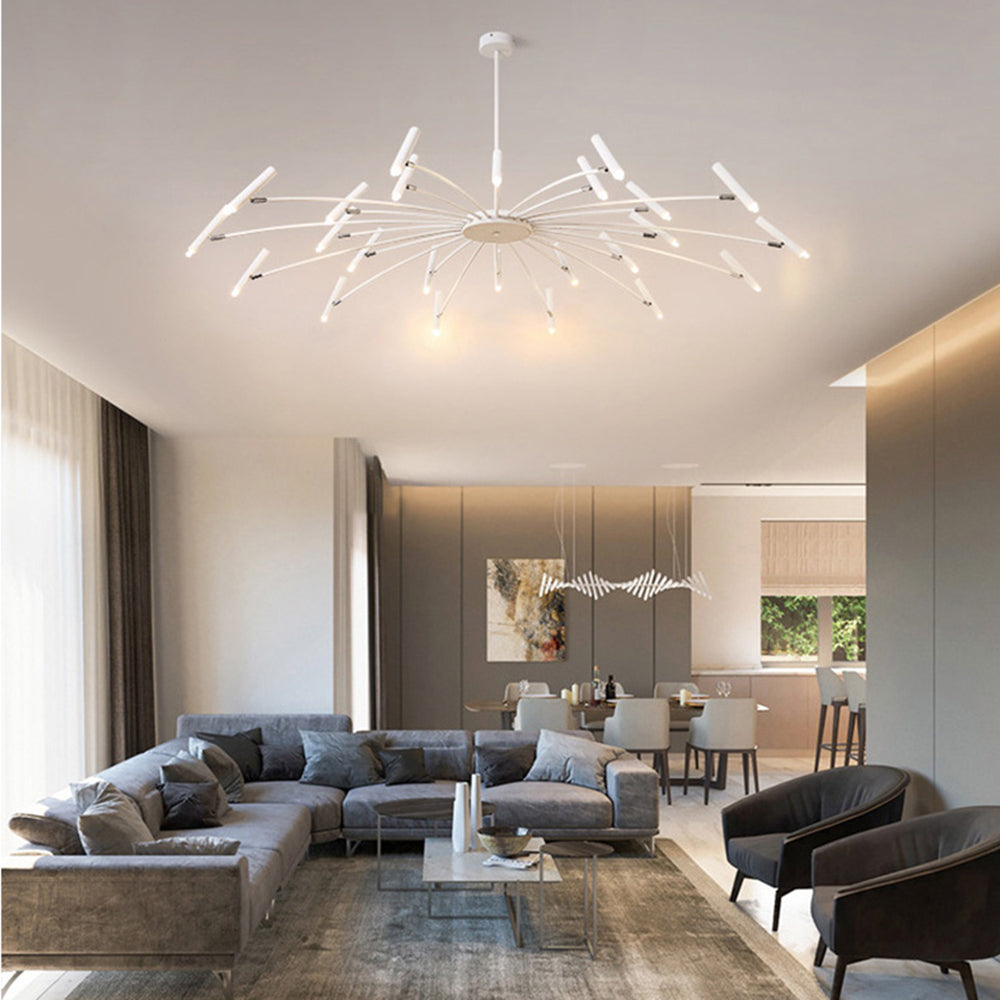 Arisha Modern Blown Linear Metal Multi-heads Chandelier - Neutral Decor