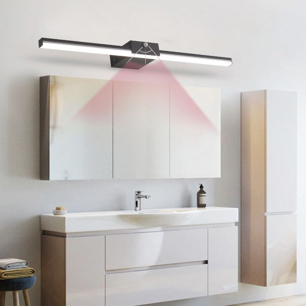 Arisha Minimalist Linear Metal Wall Lamp, Black/White, Bathroom - Neutral Decor