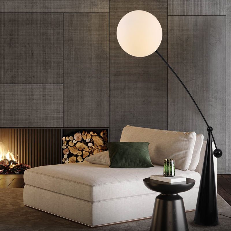 Valentina Floor Lamp Arc/Bubble Modern/Unique, Frosted Glass, White, Bedroom - Neutral Decor