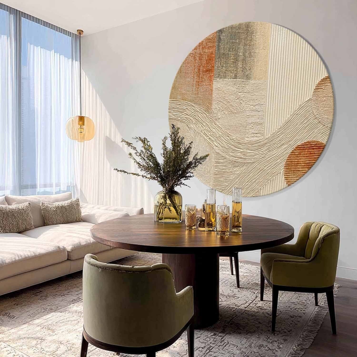 Wall Art Round Terracotta Abstract Plaster - Neutralighting