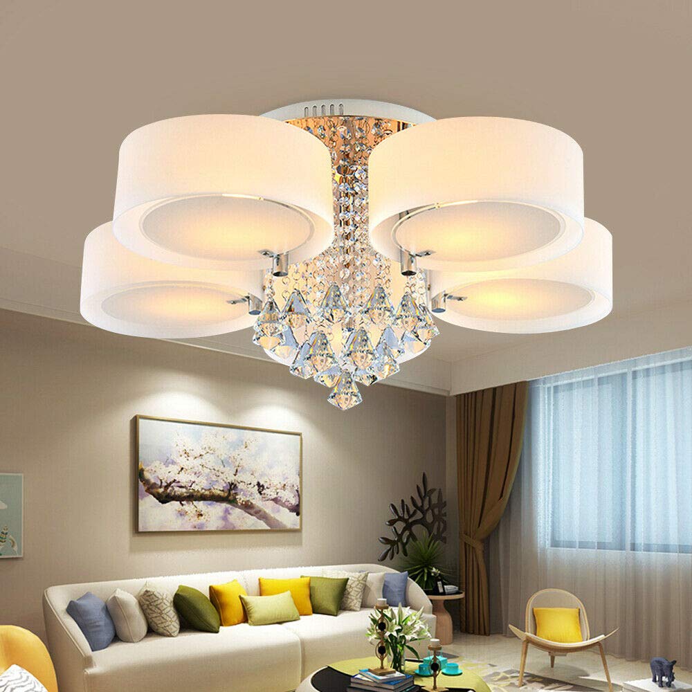 Arisha Flush Mount Ceiling Light Glass White Modern Round Hallway - Neutral Decor