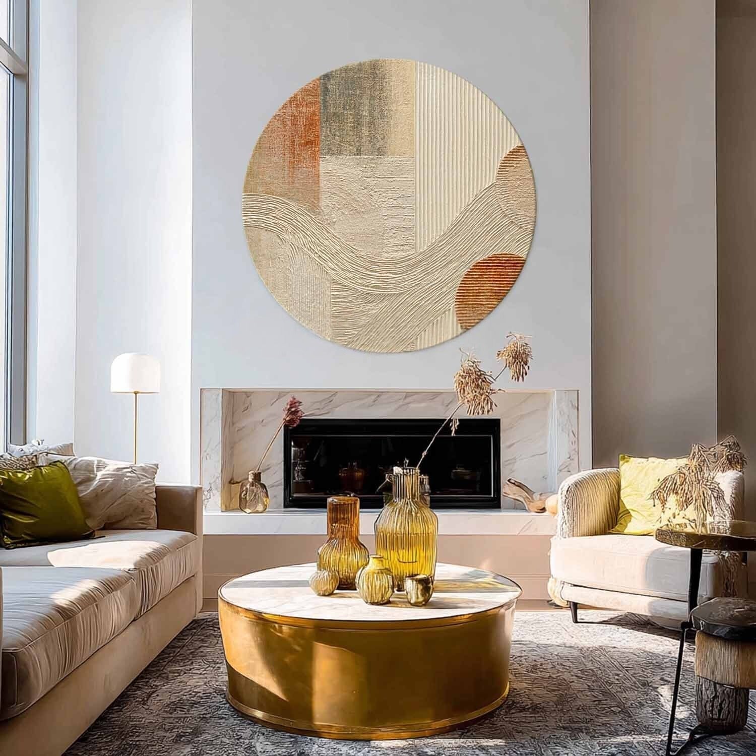 Wall Art Round Terracotta Abstract Plaster - Neutralighting