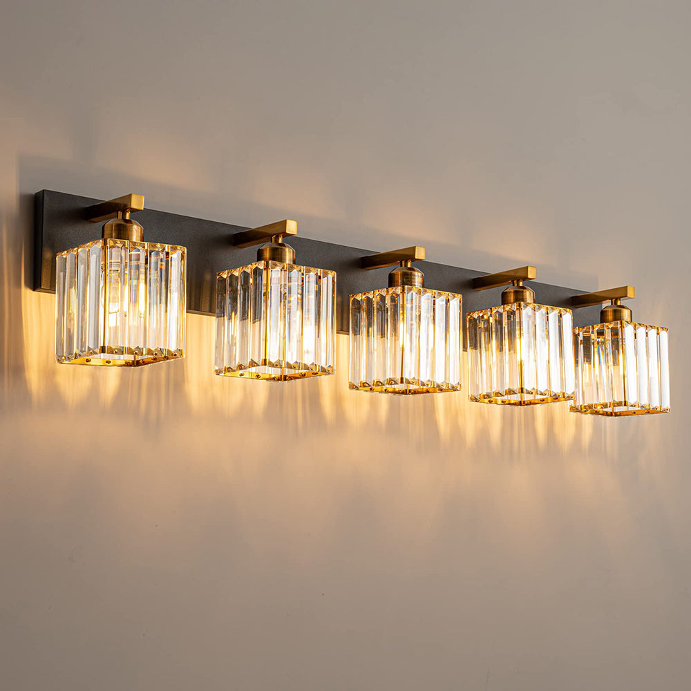 Kristy Vintage LED Metal/Crystal Wall Lamp For Mirror, Gold - Neutral Decor