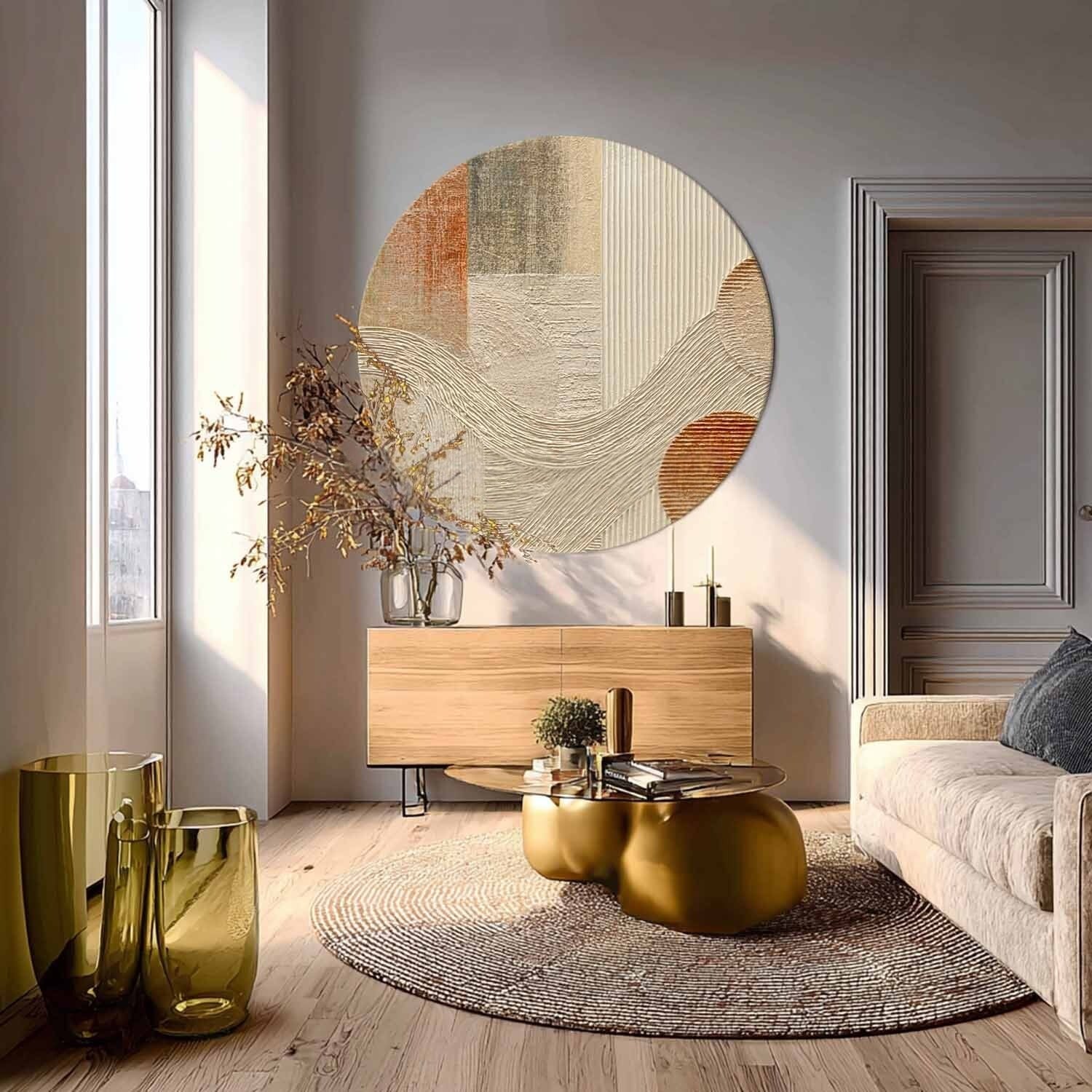 Wall Art Round Terracotta Abstract Plaster - Neutralighting