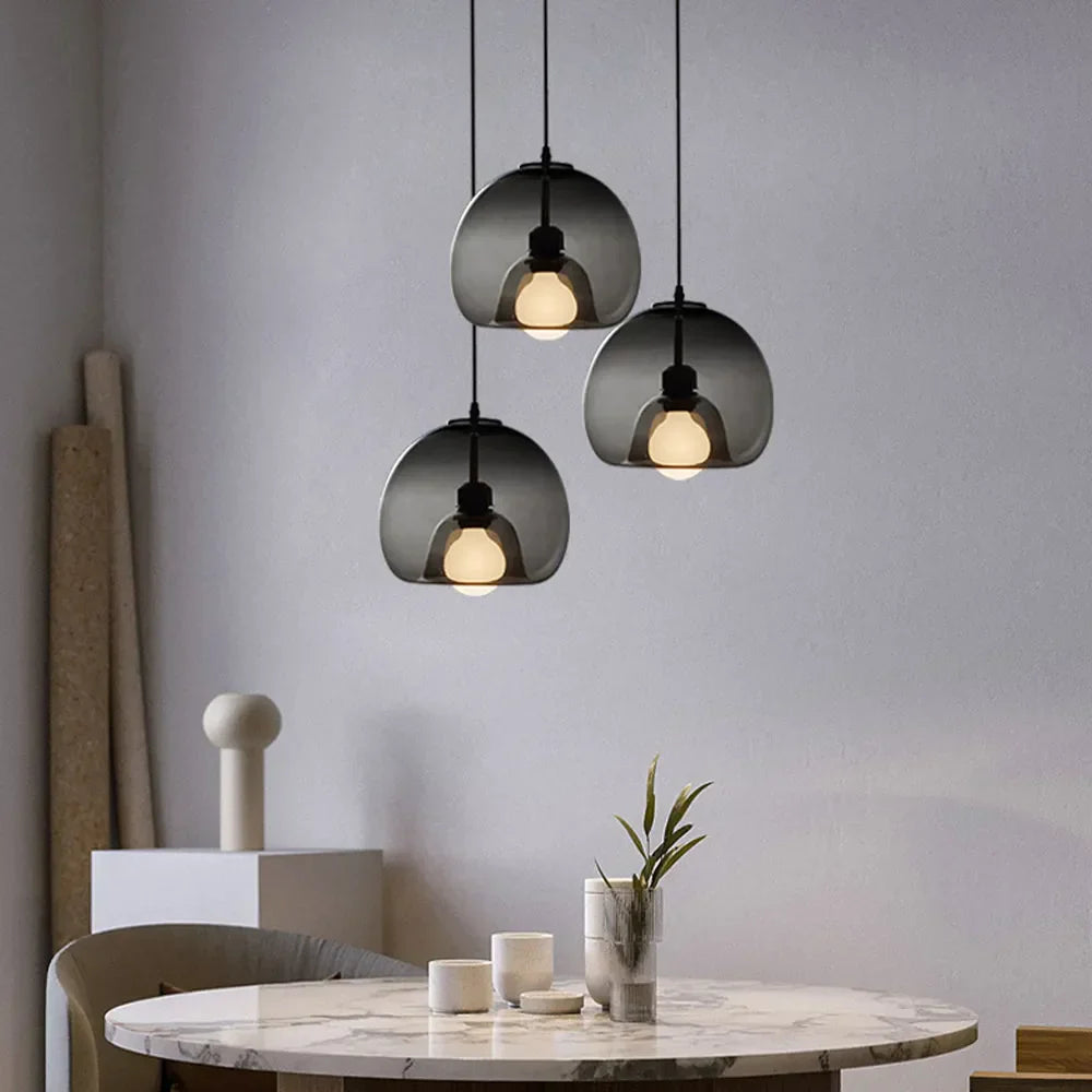 Norvia Pendant Light Globe Glass Amber/Smoky Grey-Neutral Decor