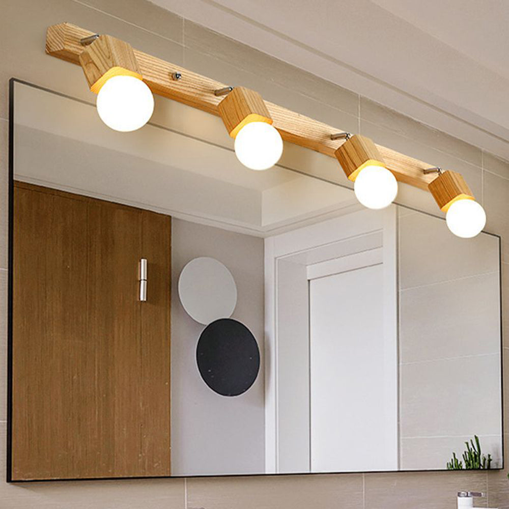 Muto Modern Square Globe Metal/Wood Wall Lamp, Vanity Light - Neutral Decor