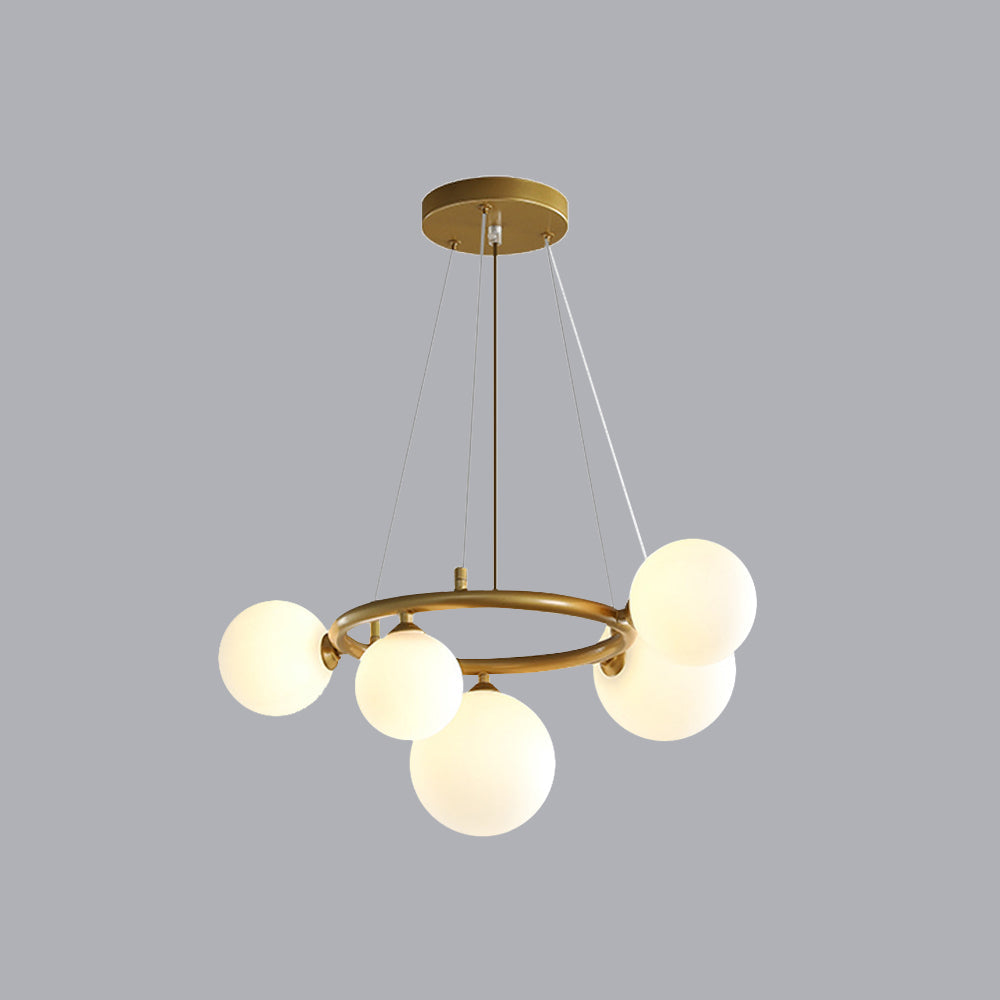Valentina Modern Designe Wave Metal/Glass Pendant Light, White/Gold - Neutral Decor