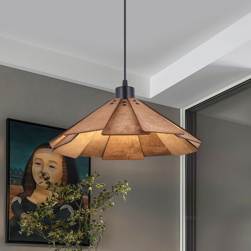 Arisha Retro Pendant Light, Metal & Wood - Neutral Decor
