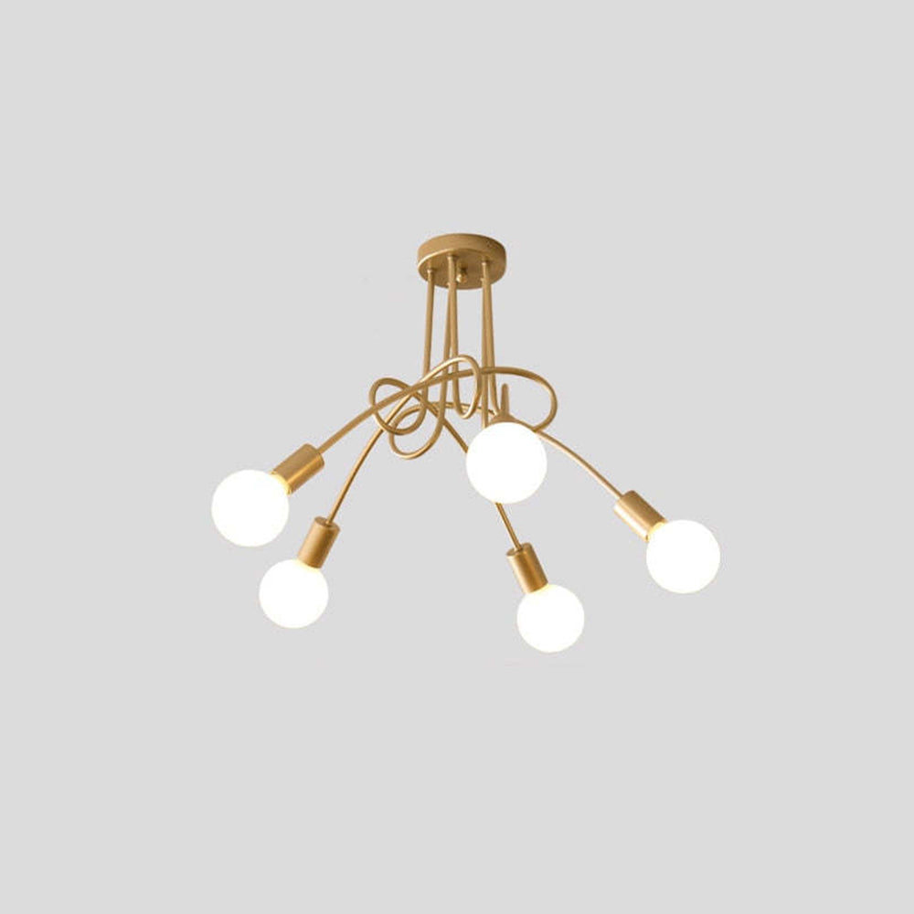 Arisha Modern Linear Curve Metal Ceiling Light, Dining Room/Living Room - Neutral Decor