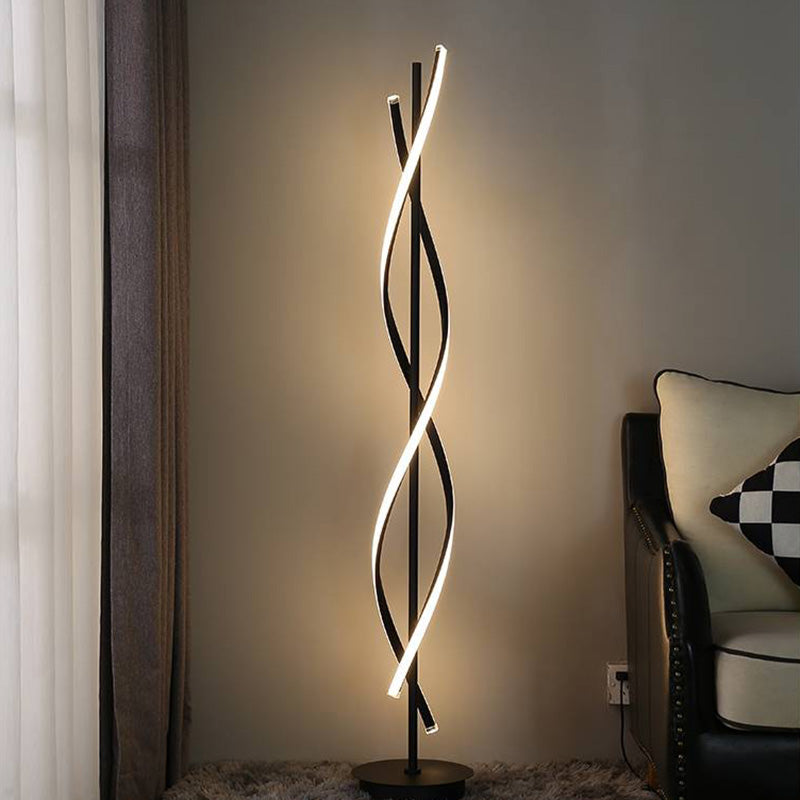Mira Postmodern Linear Acrylic Floor Lamp, Black/White - Neutral Decor