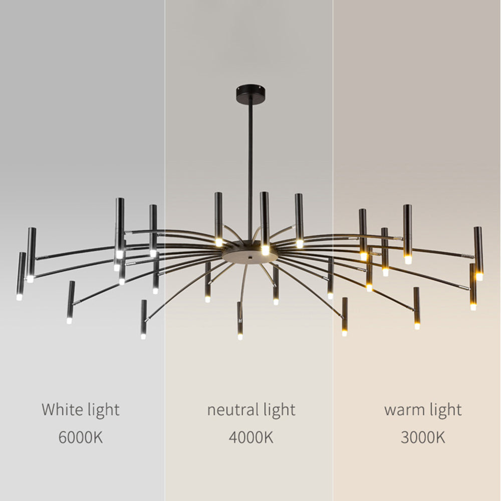 Arisha Modern Blown Linear Metal Multi-heads Chandelier - Neutral Decor
