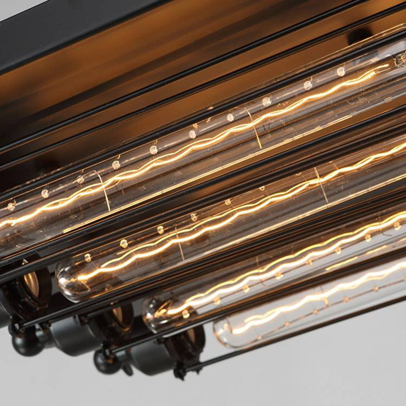Austin Vintage Tubed Metal Flush Mount Ceiling Light, Black, Living Room - Neutral Decor