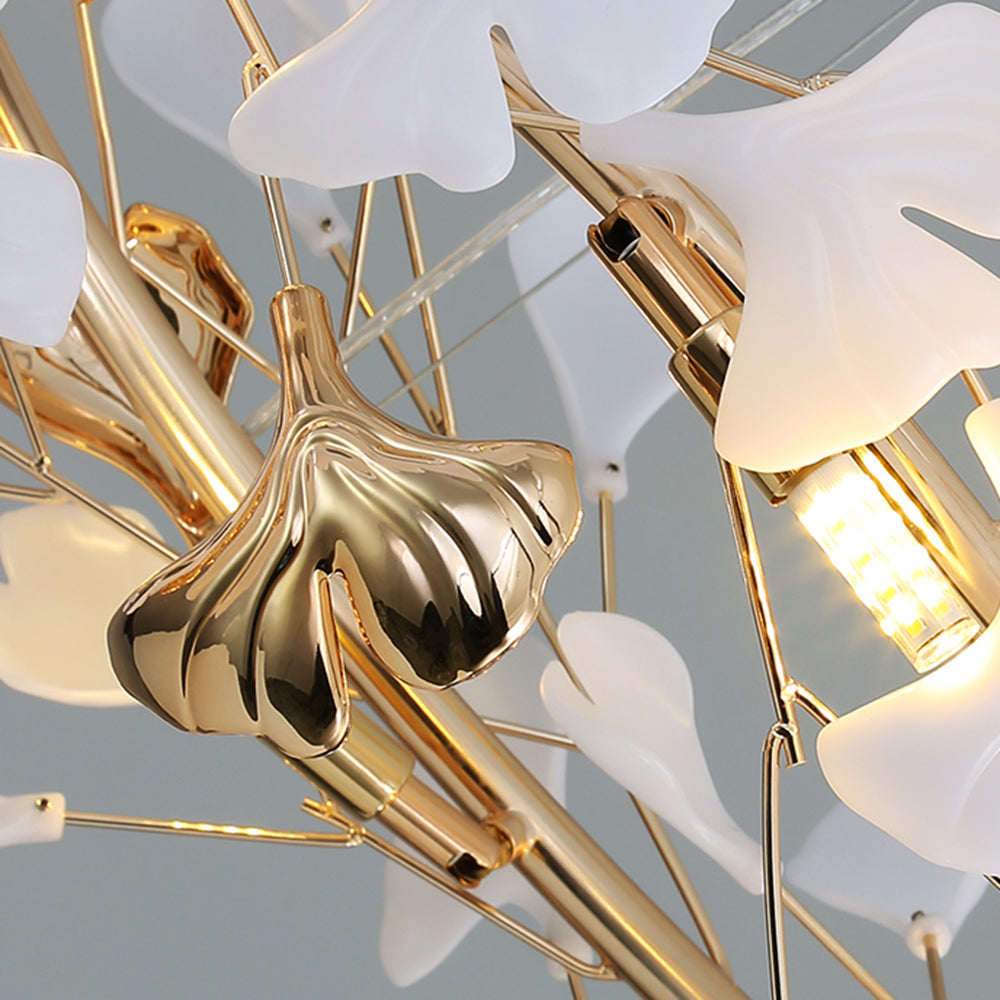 Olivia Ginkgo Leaf Modern Petal Shaped Metal Chandelier, Gold - Neutral Decor