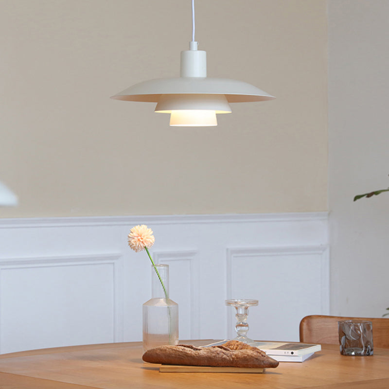 Valentina Modern LED Pendant Light White Wood Metal Bedroom - Neutral Decor