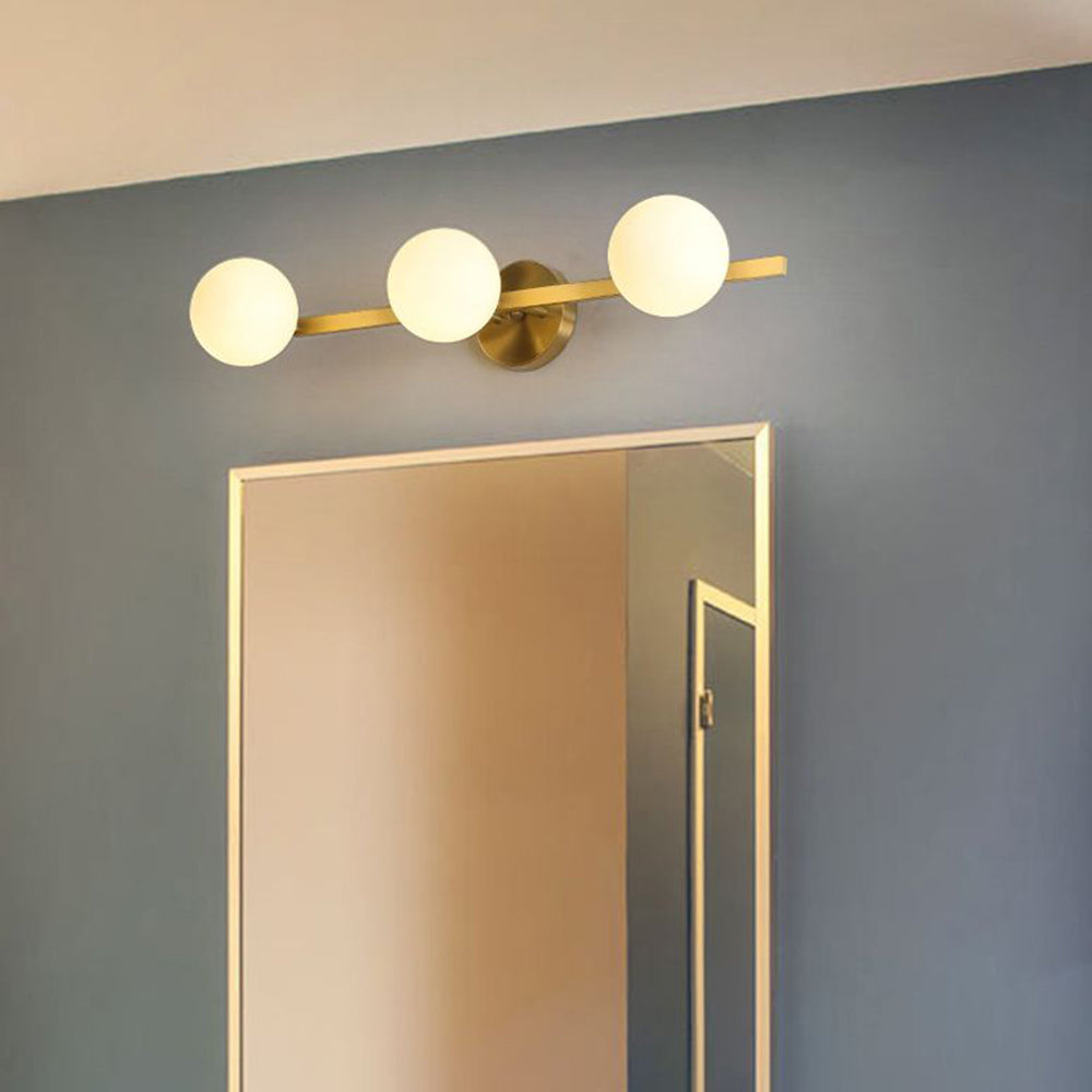 Valentina Retro Globe Linear Metal/Glass Wall Lamp, Gold, Bathroom - Neutral Decor
