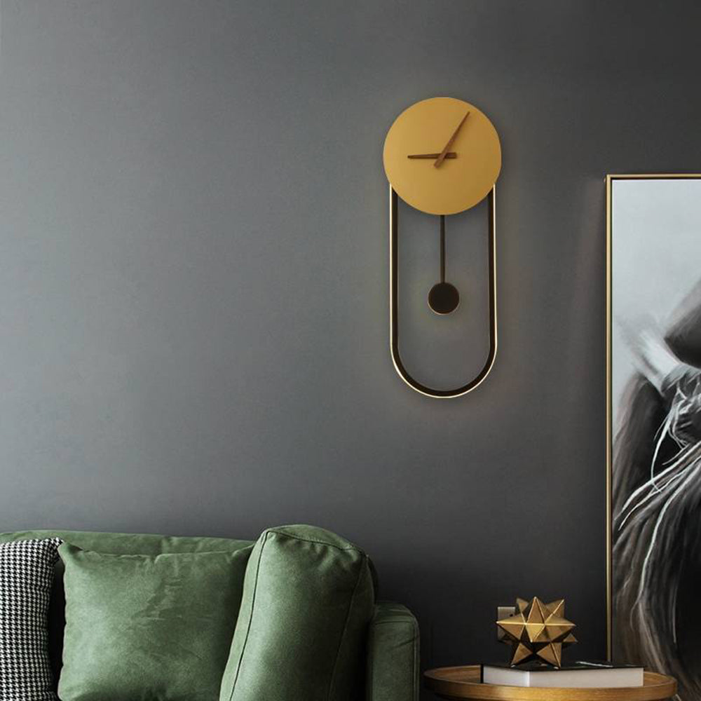 Arisha Nordic Clock Wall Lamp, Gold & Black - Neutral Decor