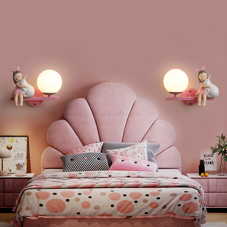 Aria Modern Metal/Glass Wall lamp, White & Pink - Neutral Decor