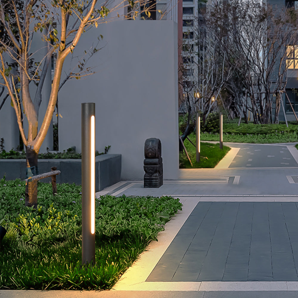 Ray Metal Cylindrical Linear Strip Outdoor Path Light, Black - Neutral Decor