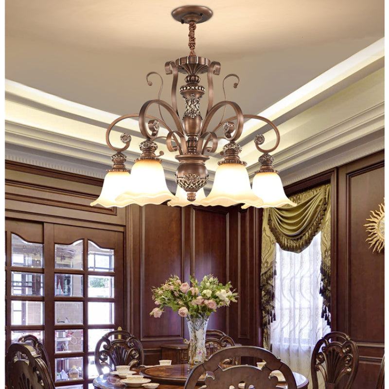 Arisha Retro Flower Pendant Light Metal Glass Living Room Bedroom - Neutral Decor