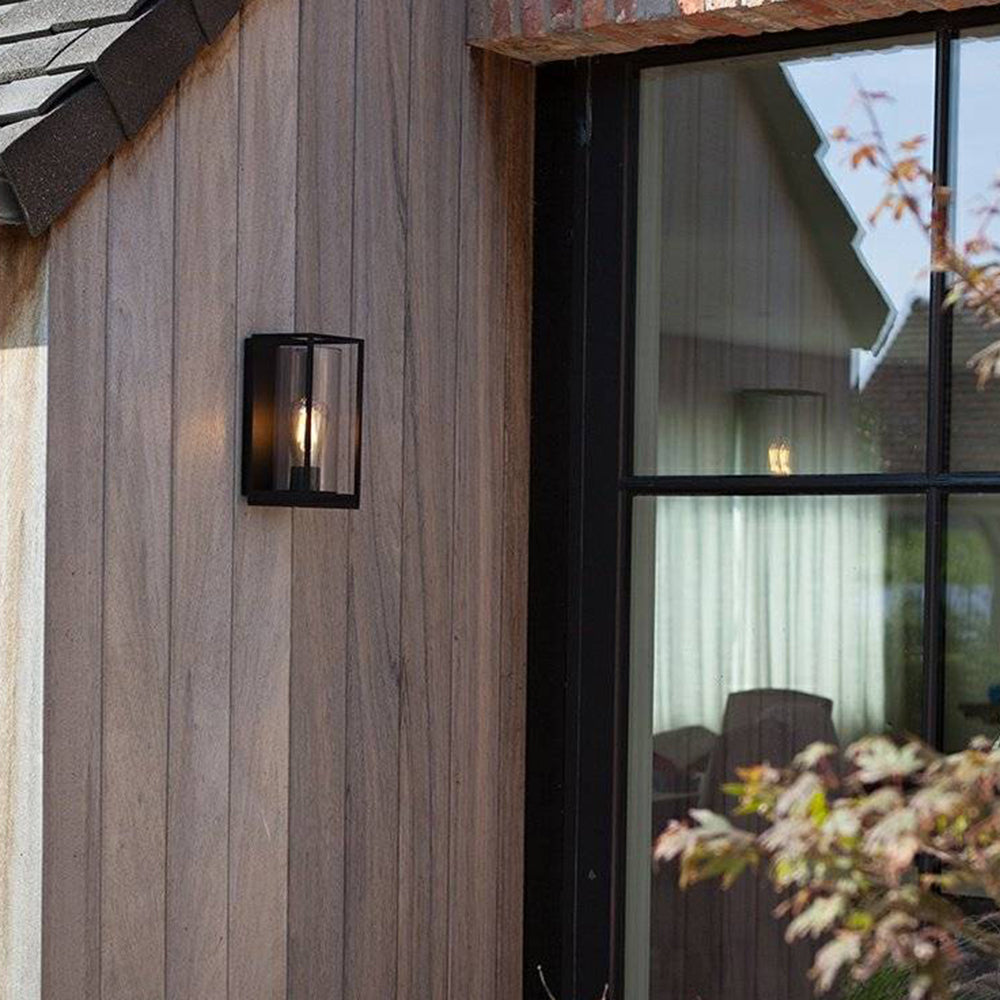 Ray Modern Rectangular Metal Outdoor Wall Lamp, Black - Neutral Decor