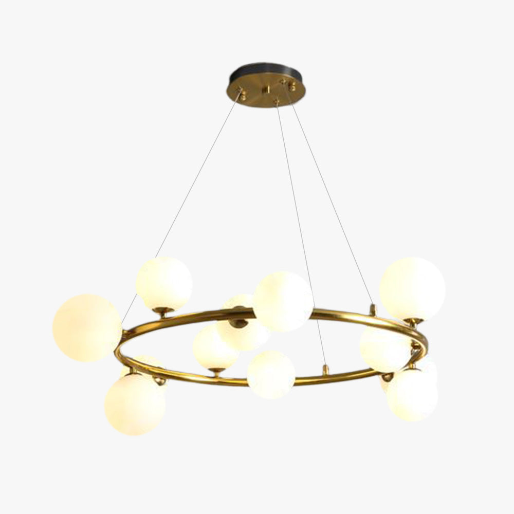 Valentina Modern Glass Globe Ring Chandelier, Gold/Black - Neutral Decor