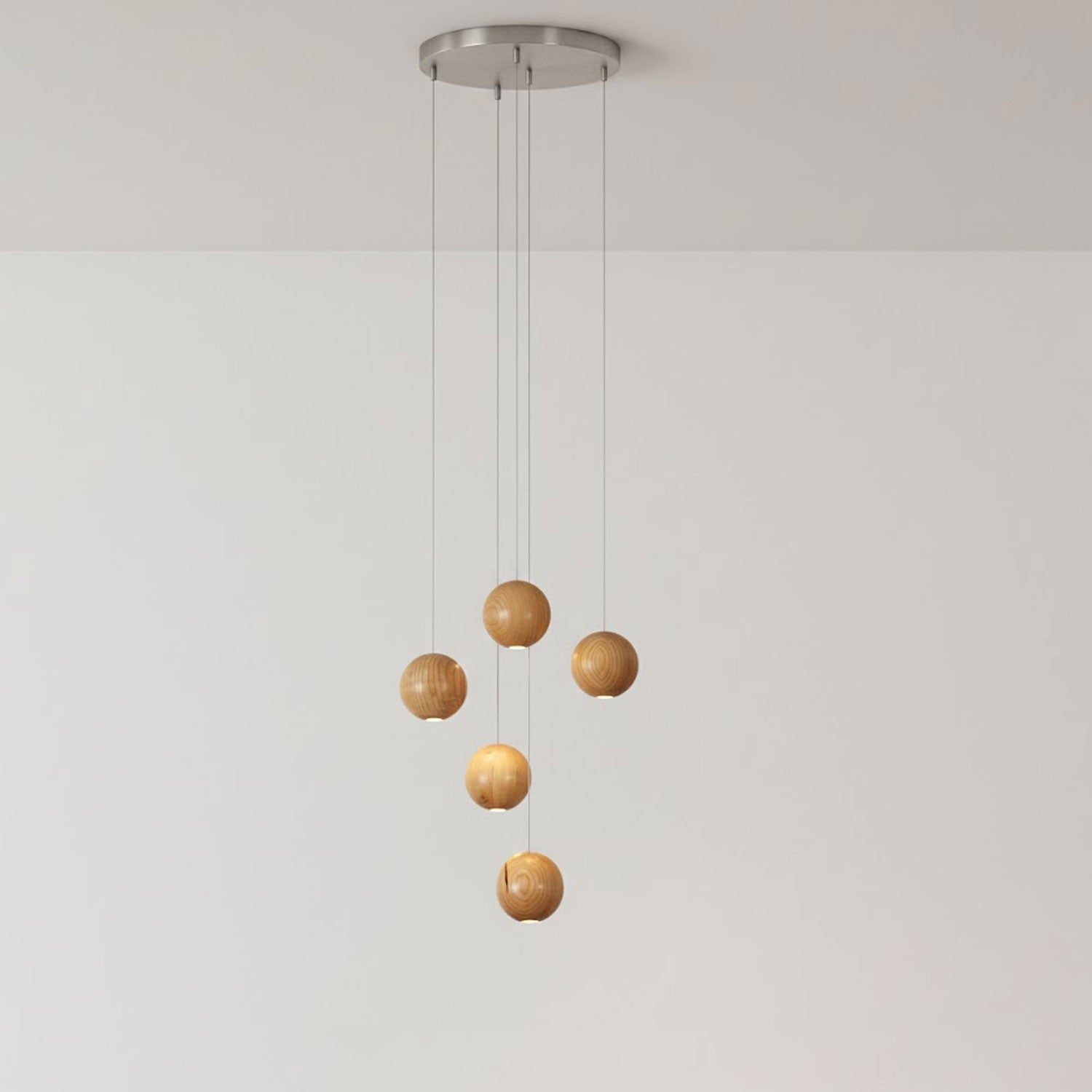 Wooden Orb Sphere Cluster Pendant Light-Neutral Decor