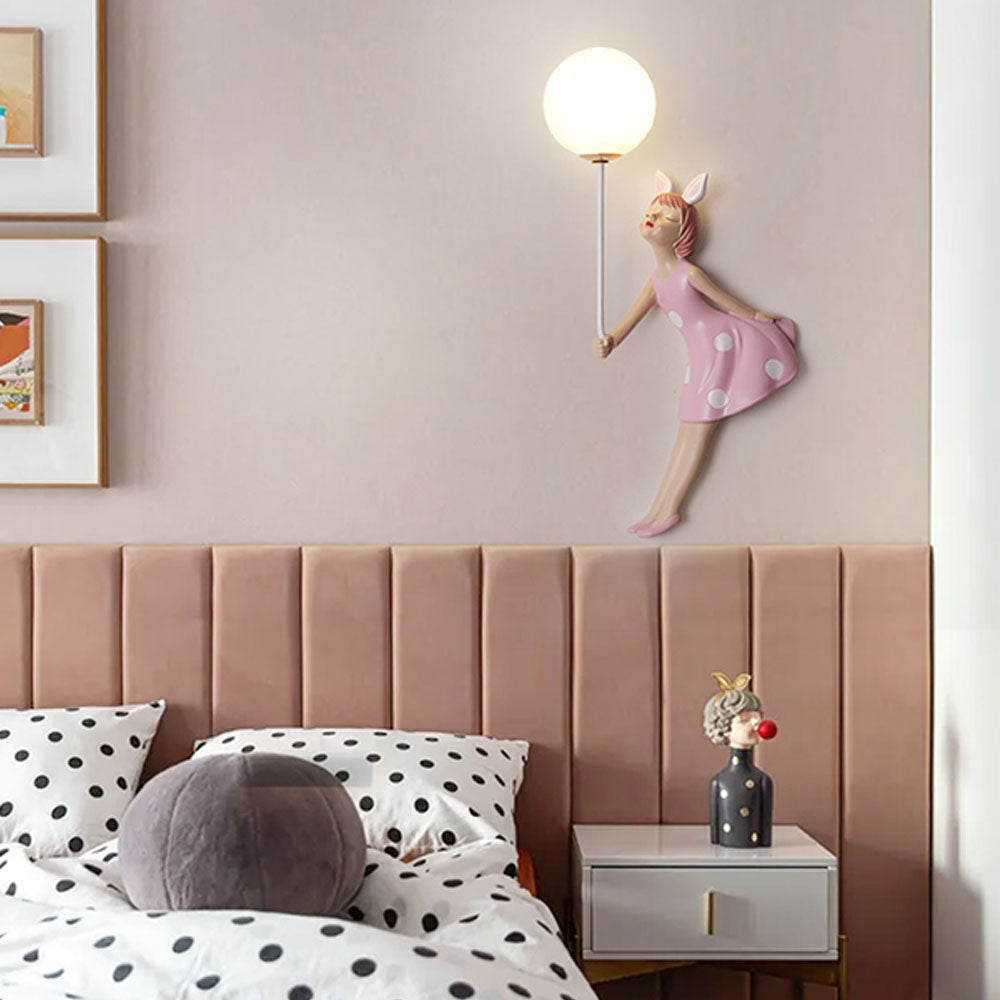 Arisha Modern Balloon/Girl Shape Acrylic Pink Wall Lamp - Neutral Decor