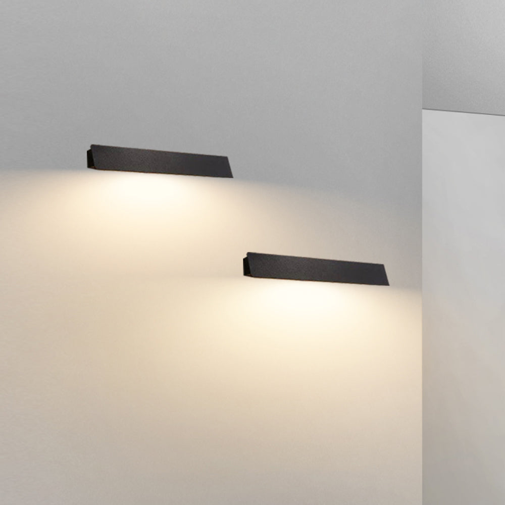 Ray Industrial Linear Metal Outdoor Wall Lamp, Black/White - Neutral Decor