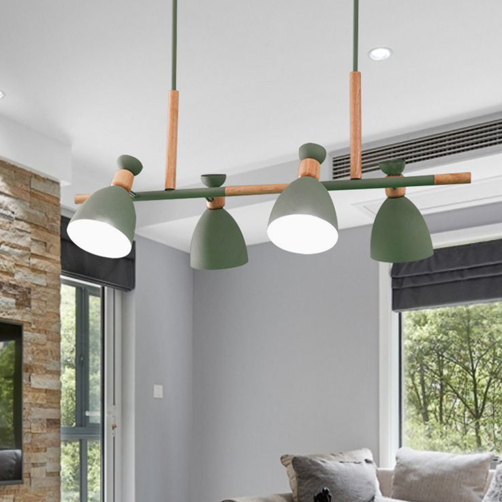 Valentina Nordic Multi Rope Wood Pendant Light, White/Green/Gray - Neutral Decor