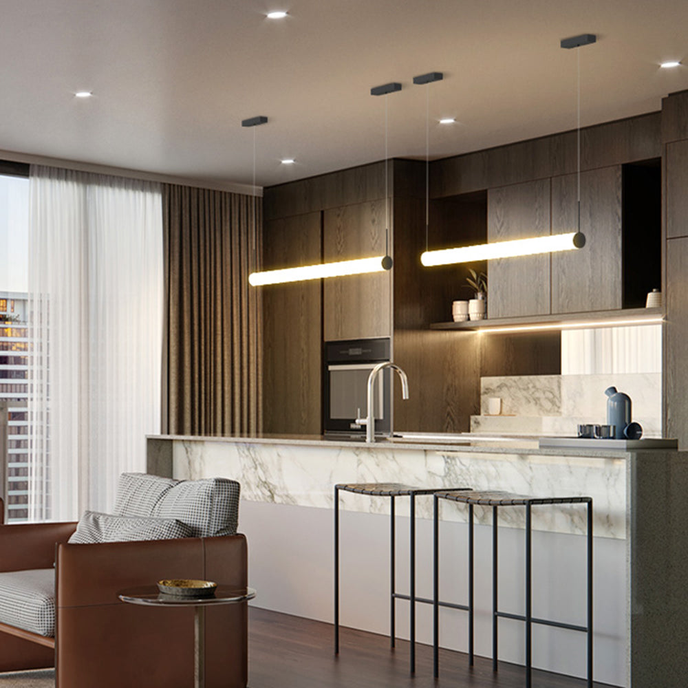 Ray Modern Cylinder White Pendant Light, Metal/Acrylic - Neutral Decor