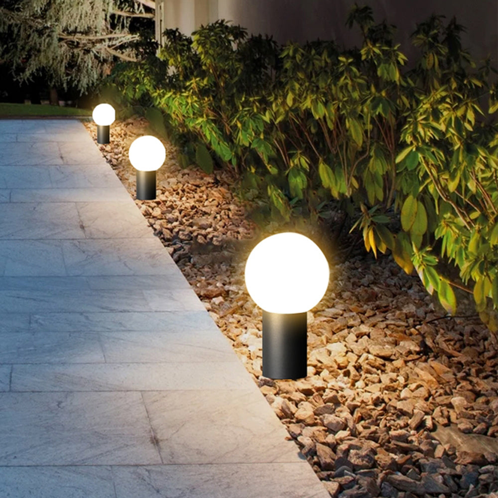 Ray Modern Metal Circular Lamp holder Outdoor Path Light, Black - Neutral Decor