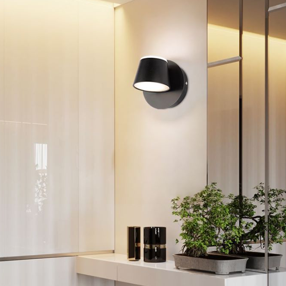 Arisha Modern Cylindrical Metal Mirror Front Wall Lamp, Black - Neutral Decor
