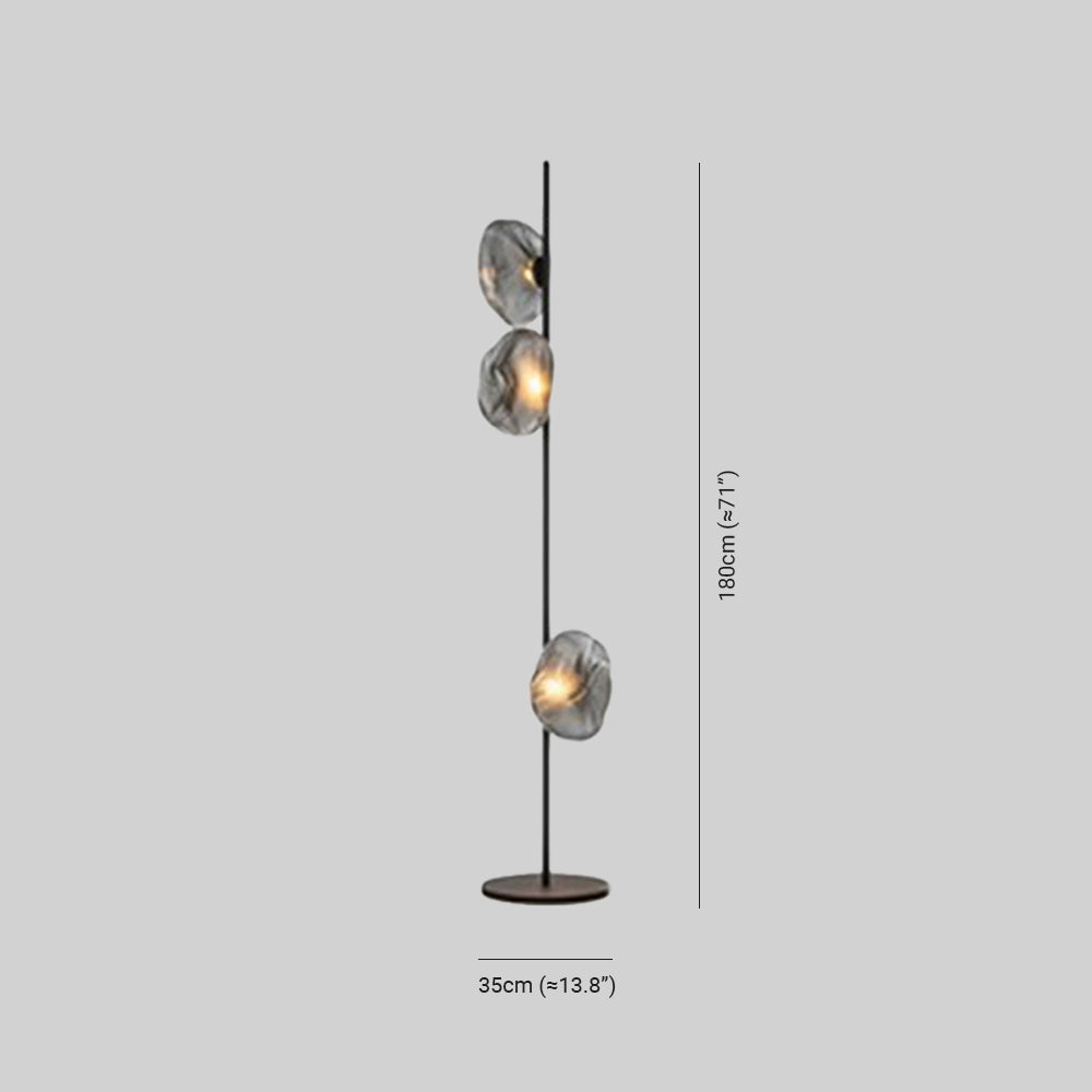 Byers Luxury Flower Metal/Glass Floor Lamp, Black/Gold/Grey - Neutral Decor