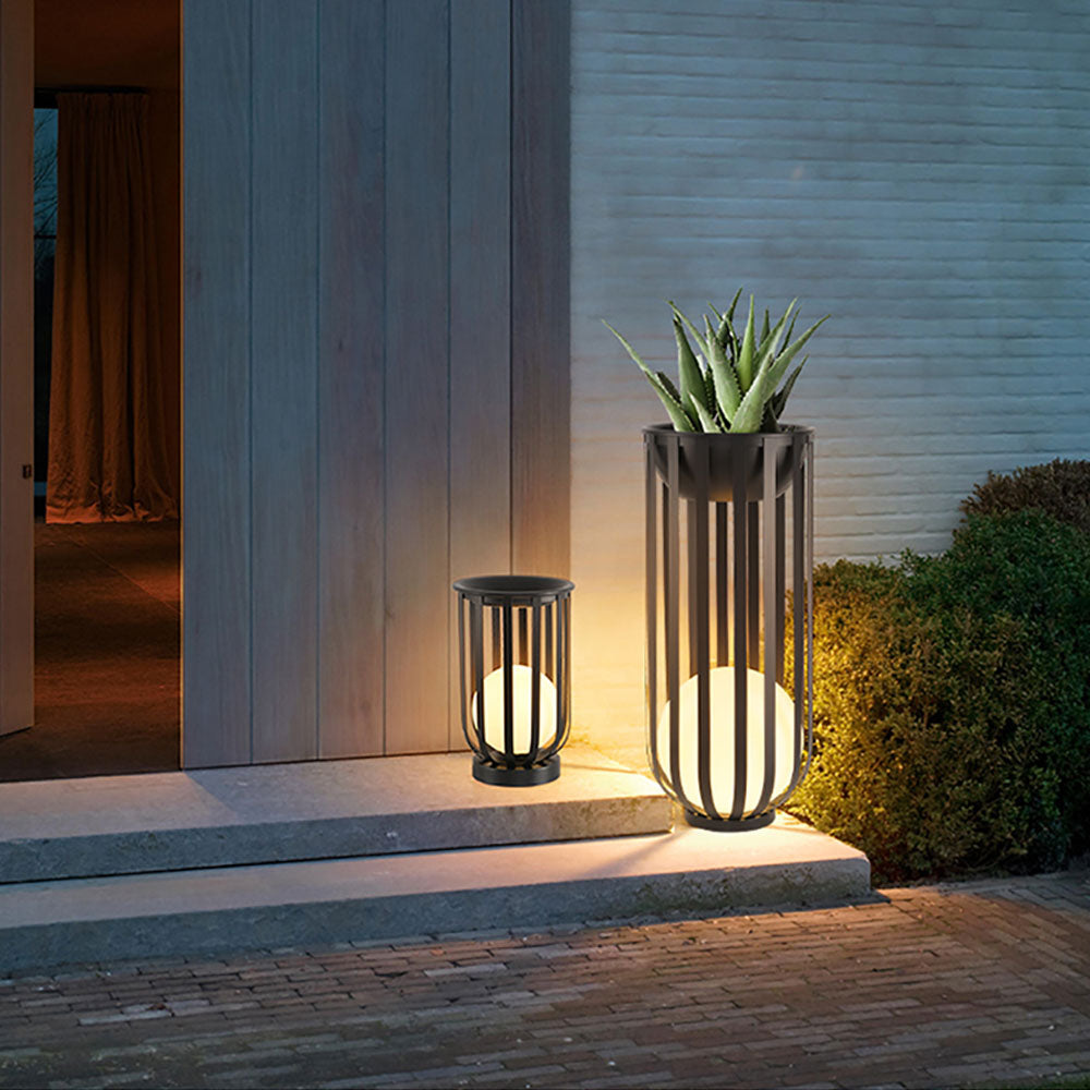 Ray Modern Globe Solar/Rechargeable Outdoor Floor Lamp, Black - Neutral Decor