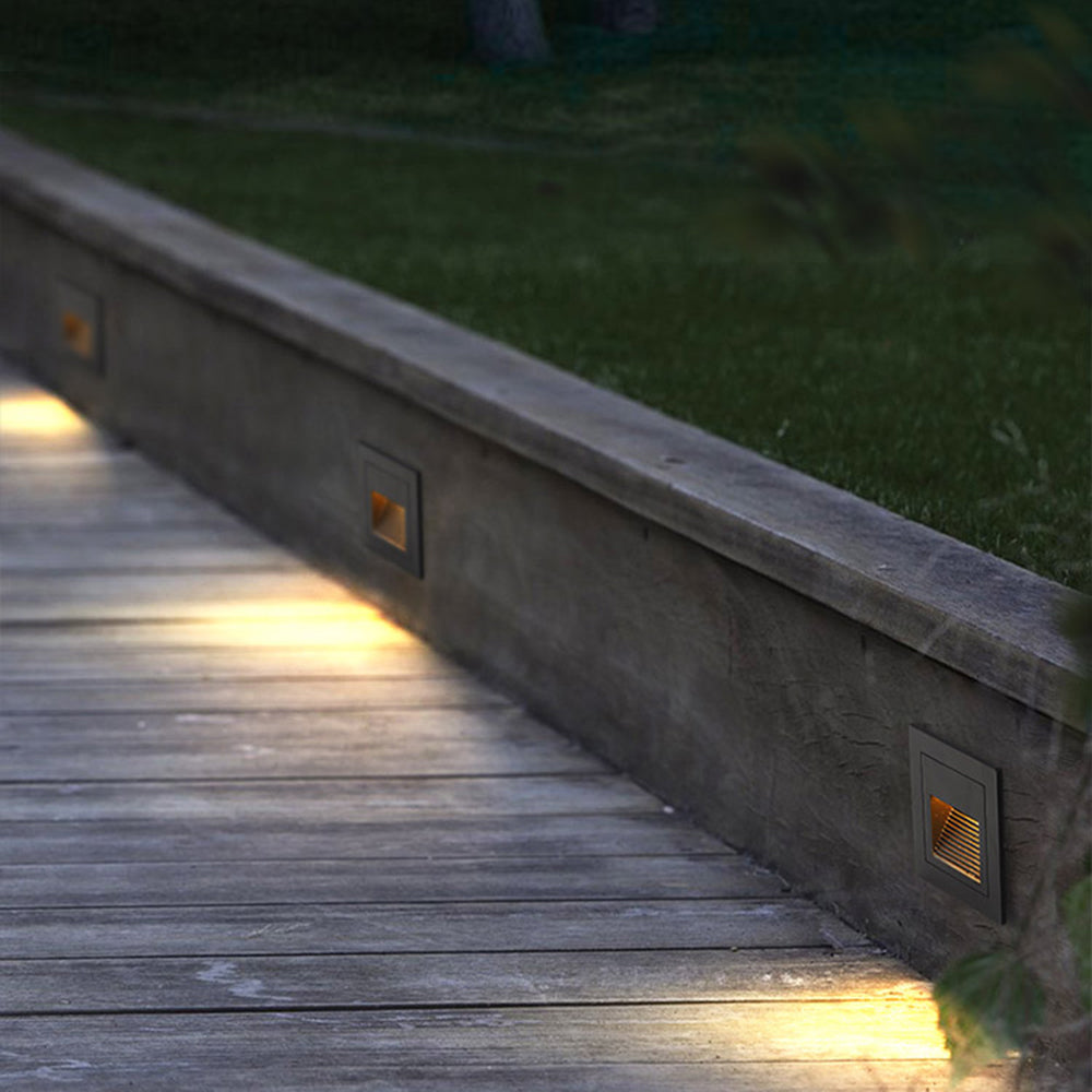 Ray Modern Metal Square Outdoor Deck/Step Light, Black - Neutral Decor