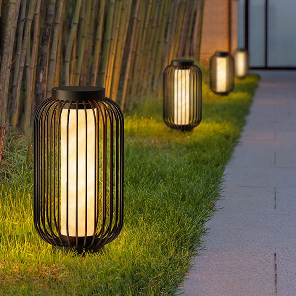 Ray Lantern Solar/Rechargeable Outdoor Floor Lamp, Brown - Neutral Decor