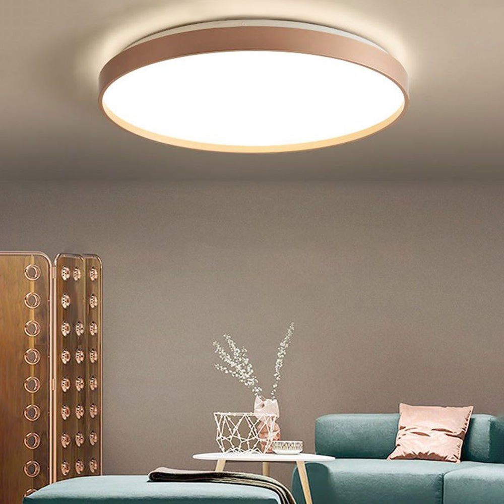 Arisha Minimalist Round Metal/Acrylic Flush Mount Ceiling Light, White/Coffee/Grey/Gold - Neutral Decor