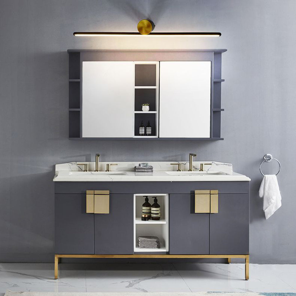 Arisha Modern Metal Linear Mirror Vanity Wall Lamp, Black/White - Neutral Decor