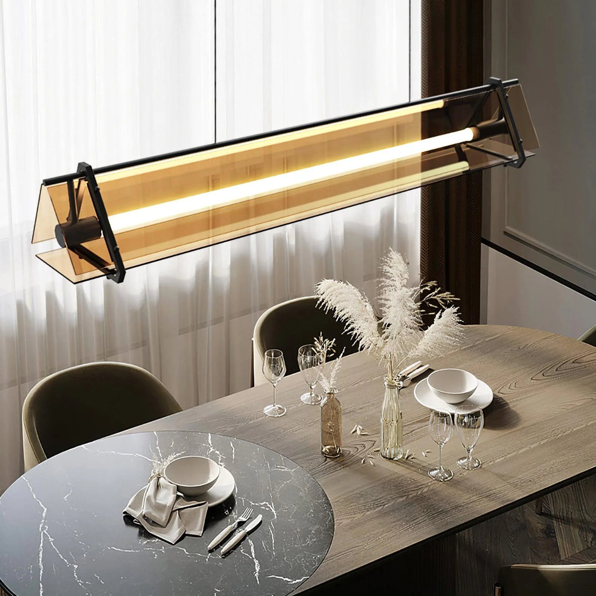 Arisha Industrial Triangle Metal/Glass Pendant Light, Gold - Neutral Decor