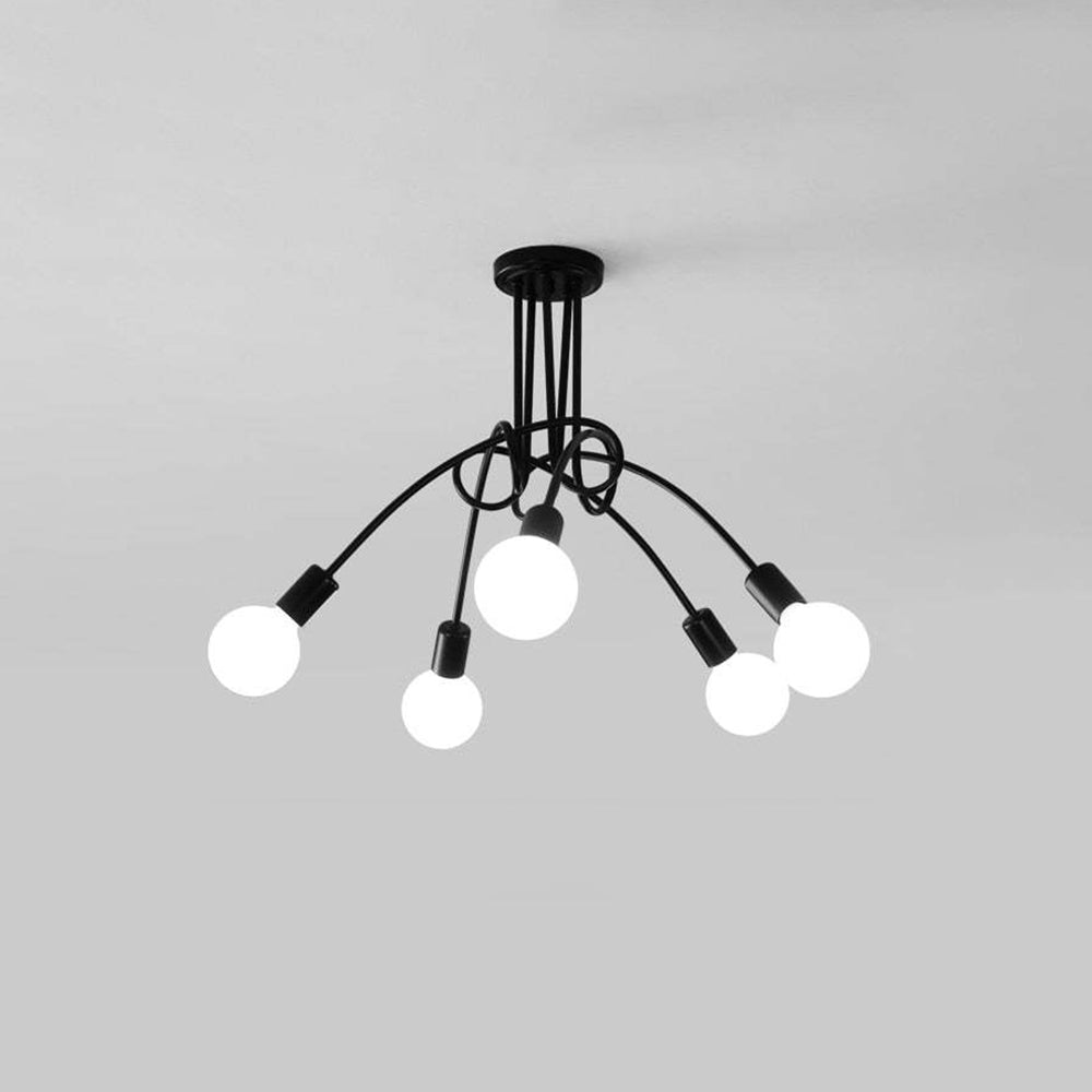Arisha Modern Linear Curve Metal Ceiling Light, Dining Room/Living Room - Neutral Decor