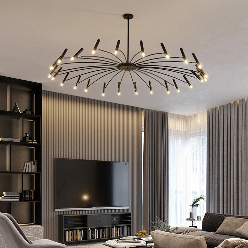 Arisha Modern Blown Linear Metal Multi-heads Chandelier - Neutral Decor