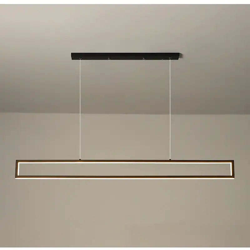 Arisha Modern Metal Vertical Rectangular Pendant Light, Black - Neutral Decor